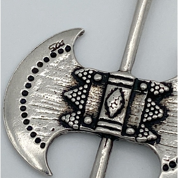 Vintage Sterling Silver 925 Double Headed Axe Pendant - Picture 4 of 7